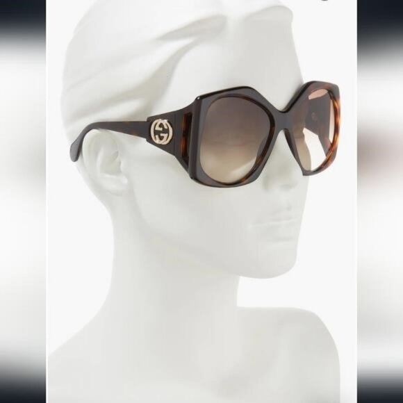 original New Gucci OVERSIZED HAVANA BROWN Sunglasses, GG0875S - 002 - 6 - Picture 4 of 12